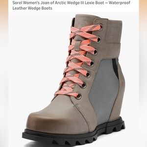 Sorel Gray and Pink Lace Up Wedge Boots